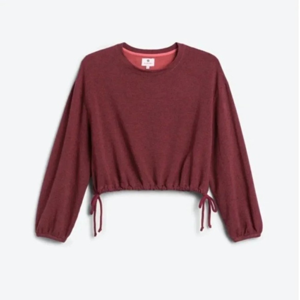 Sundry Sweatshirt Women XS Slouchy Burgundy Red Cinch Side Tie‎ Athleisure Chic